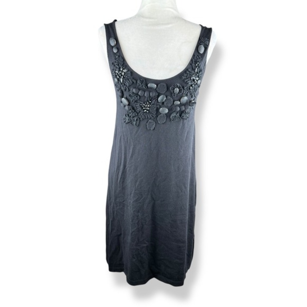 Gracia Embellished‎ Black Dress Size Small Knit Cocktail Beaded Applique Luxe